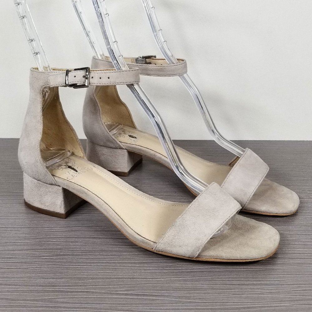 Vince Camuto Sasseta Sandal, Bone Suede, Womens Size 7.5 M / 37.5